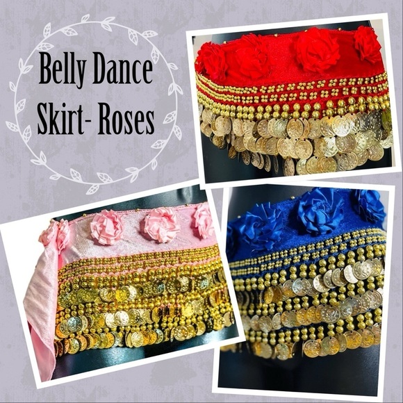 No brand Accessories - Belly Dance Skirt with Gold Coins and Rose Petals
